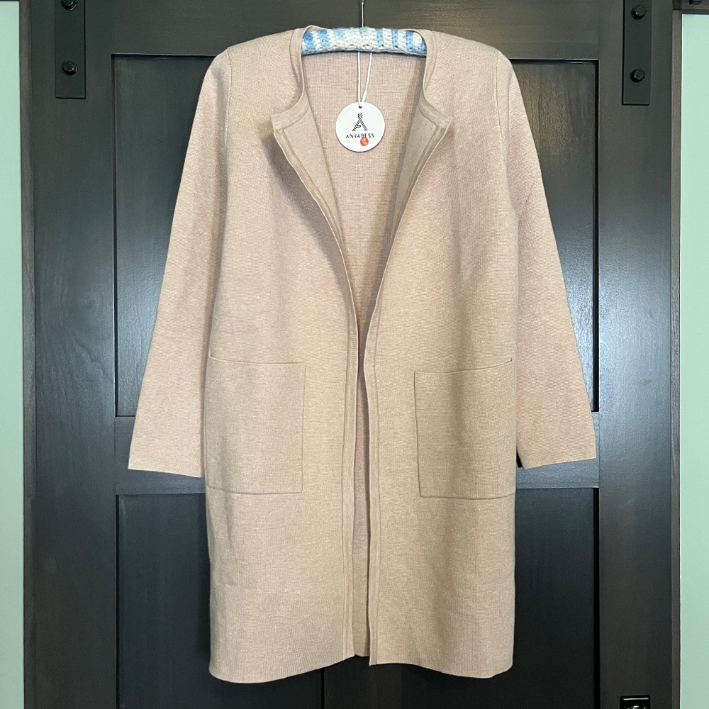 Anrabess NWT Women's Tan Open Front Knit Cardigan Size  S
